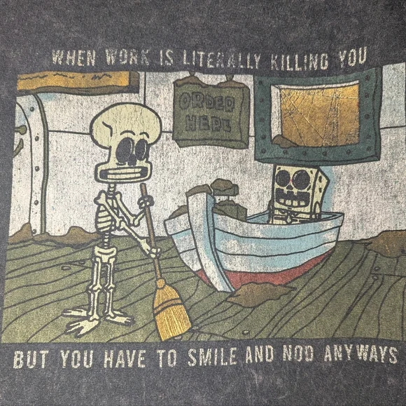 Nickelodeon SpongeBob Square‎ Pants Crop Shirt XL - Picture 4 of 11